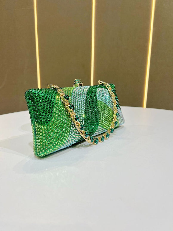 Luxury Rose red Rhinestone Evening Clutch Bag Women Crystal Sparkle Formal Purse with Chain Strap for Wedding Party Prom - RnR Galore