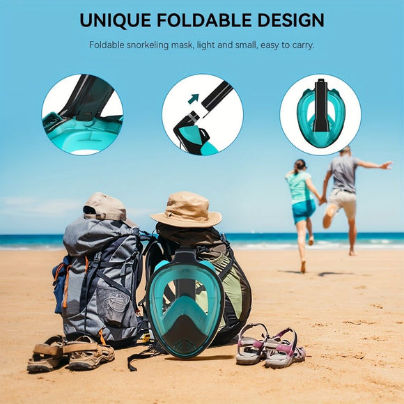 L/XL full - face silicone snorkeling mask, full - dry panoramic snorkeling mirror, camera bracket, large frame anti - leakage and anti - fog swimming mirror set, suitable for adults. - RnR Galore