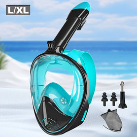 L/XL full - face silicone snorkeling mask, full - dry panoramic snorkeling mirror, camera bracket, large frame anti - leakage and anti - fog swimming mirror set, suitable for adults. - RnR Galore