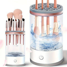 Makeup brush cleaning and drying machine, equipped with a rapid drying system and compact design, suitable for home use and travel. It is an ideal gift for women and for beauty tool care. - RnR Galore