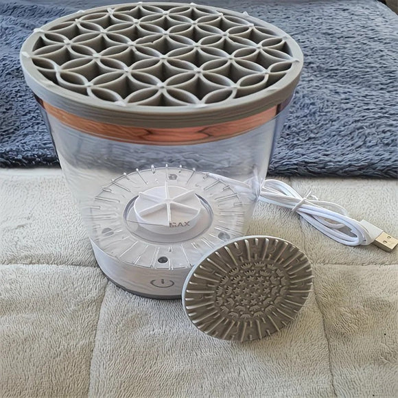 Makeup brush cleaning and drying machine, equipped with a rapid drying system and compact design, suitable for home use and travel. It is an ideal gift for women and for beauty tool care. - RnR Galore