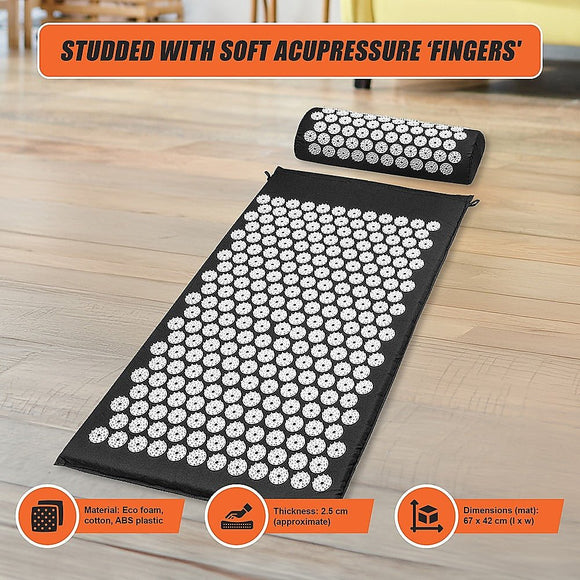 Massage Acupressure Yoga Mat With Pillow Sit Mats Cut Pain Stress Soreness - RnR Galore