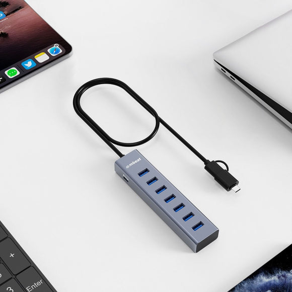 mbeat 7 - Port USB Hub with Dual USB - A & USB - C Connector - RnR Galore