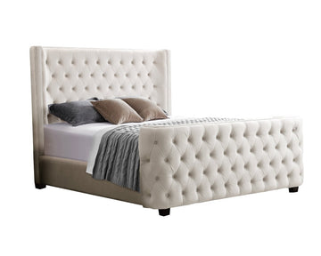 Milan Cream Velvet Tufted Headboard and End board Bed Frame - King - RnR Galore