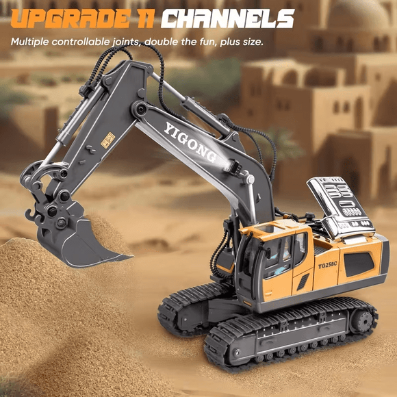 Mini Excavator Toy with Remote & App Control, High - Tech 11 - Channel Alloy & Plastic Engineering Vehicle, Fun Toy for Men, Perfect Gift for Kids. - RnR Galore