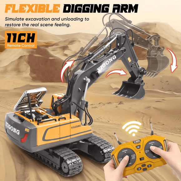Mini Excavator Toy with Remote & App Control, High - Tech 11 - Channel Alloy & Plastic Engineering Vehicle, Fun Toy for Men, Perfect Gift for Kids. - RnR Galore