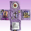Mini Handcrafted Catholic Pocket Shrine – Foldable Prayer Altar with Silver Cross, Religious Art & Embroidered Prayers, Portable Faith Companion, 6.5 x 5.5 Inches (Blue) - RnR Galore