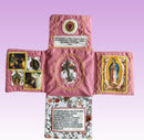 Mini Handcrafted Catholic Pocket Shrine – Foldable Prayer Altar with Silver Cross, Religious Art & Embroidered Prayers, Portable Faith Companion, 6.5 x 5.5 Inches (Blue) - RnR Galore