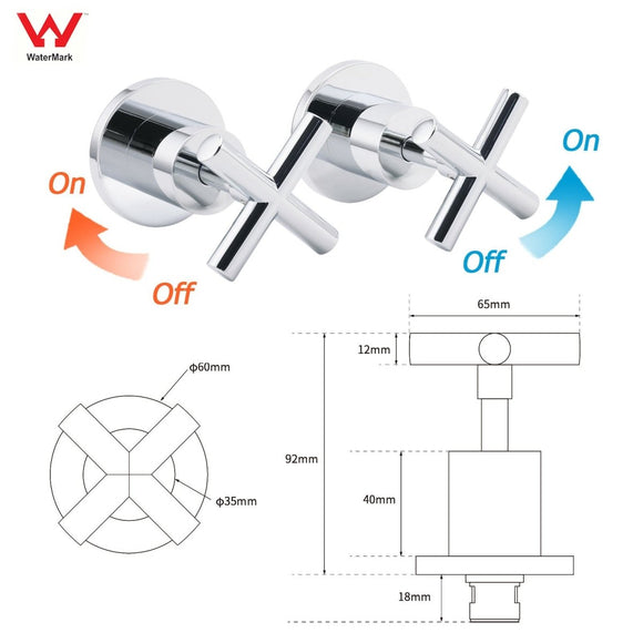 Mirror Chrome 1/4 Turn Twin Taps Hot Cold Water Control Mixer For Bath Spout Set - RnR Galore