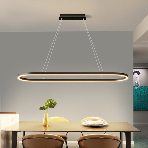 Modern Minimalist Oval Pendant Light Adjustable LED Chandelier Black - RnR Galore