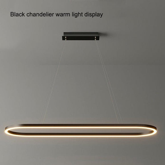 Modern Minimalist Oval Pendant Light Adjustable LED Chandelier Black - RnR Galore