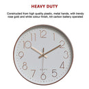 Modern Rose Gold Wall Clock – Silent Non - Ticking Quartz Battery Operated Design - RnR Galore