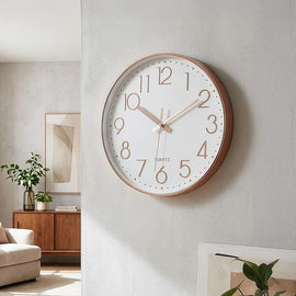 Modern Rose Gold Wall Clock – Silent Non - Ticking Quartz Battery Operated Design - RnR Galore