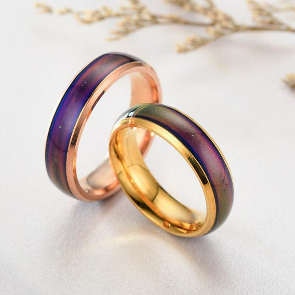 Mood Colour Changing Ring Temperature Sensitive Stainless Steel US Size 8 - Rose Gold - RnR Galore