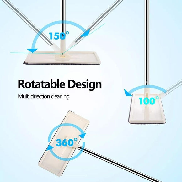 Mop Bucket Wet Dry Rinse Wash 360 Rotating Squeeze Flat Floor Cleaner with Pads - RnR Galore