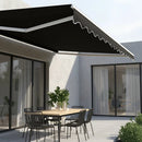 Motorised Outdoor Folding Arm Awning Retractable Sunshade Canopy Black 5.0m x 3.0m - RnR Galore