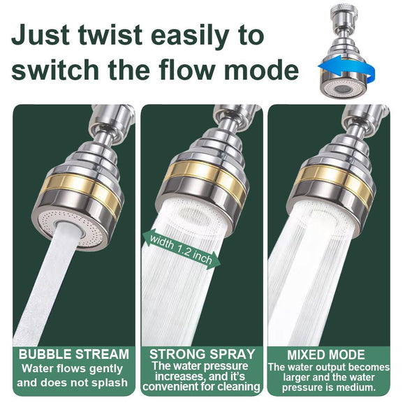 Multi - Function Rotating Faucet Aerator – 360° Swivel Kitchen Sink Extender with Adjustable Flow Modes, 3 - inch & 7 - inch Lengths, Anti - Splash Sprayer for Washing, Cleaning, and Filling (Silver,Short) - RnR Galore