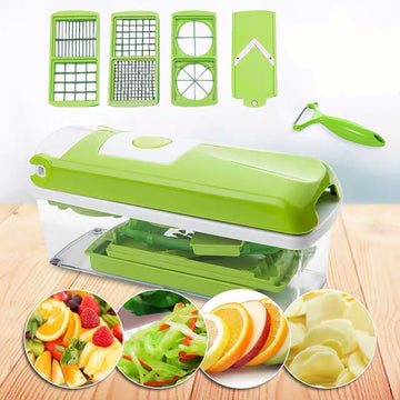 Multi - Functional Vegetable Chopper & Slicer Set - Dicer, Grater with Food Container & Peeler(green) - RnR Galore