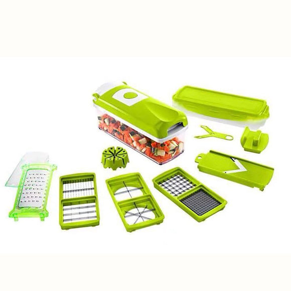 Multi - Functional Vegetable Chopper & Slicer Set - Dicer, Grater with Food Container & Peeler(green) - RnR Galore