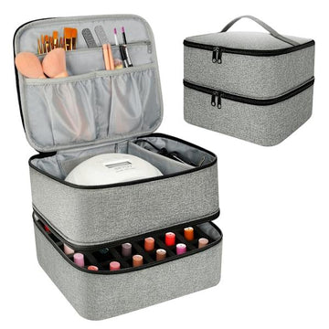 Nail Polish Storage Case with UV Light Gray Professional Organizer for Nail Kits - RnR Galore