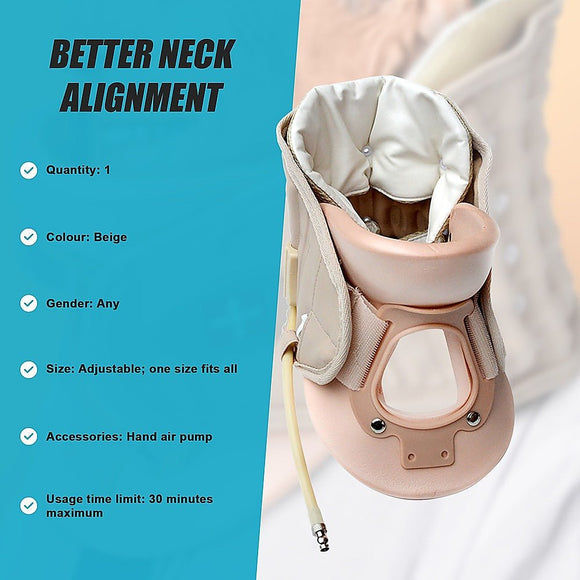 Neck Traction Air Decompression Support Brace Cervical Collar Hand Pump - RnR Galore