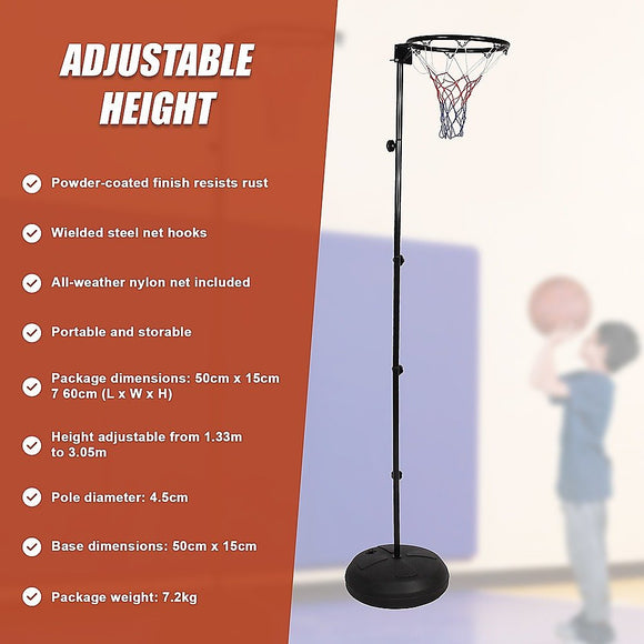 Netball Ring with Stand Portable Pole Height Adjustable - RnR Galore