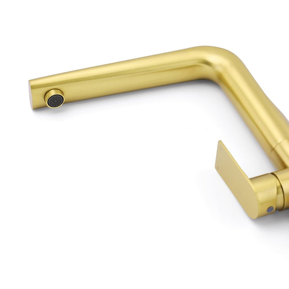 NEW ARRIVAL WELS Brushed Gold Round Kitchen Mixer Sink Tap Laundry Faucet Spout - RnR Galore