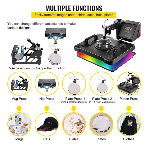 New Digital Clamshell 12" X 15" (29 X 38cm) Heat Transfer Press T-Shirt Sublimation Machine - RnR Galore