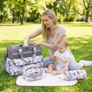 Newborn Diaper Bag Set with Changing Pad – 4 - Piece Baby Organizer, Large Capacity Mom Backpack, Insulated Bottle Sleeve & Lunch Bag, Travel Diaper Bag for Moms (Grey) - RnR Galore