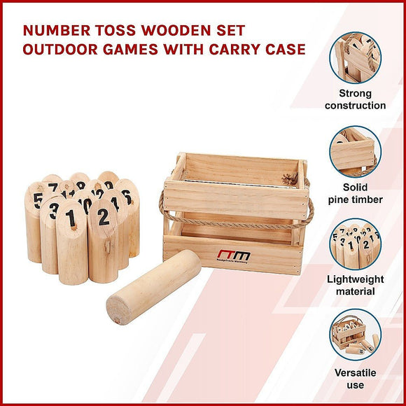 Number Toss Wooden Set Outdoor Games with Carry Case - RnR Galore