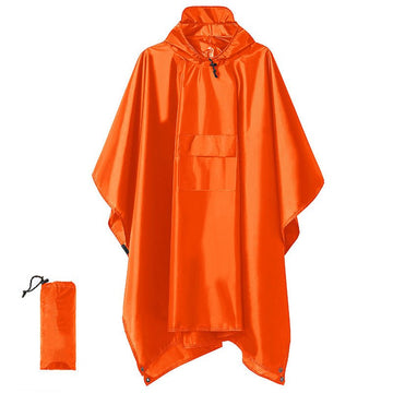 Orange 3 - in - 1 Multifunctional Outdoor Rain Poncho - Ground Mat & Shelter - Lightweight & Waterproof for Hiking & Camping - RnR Galore