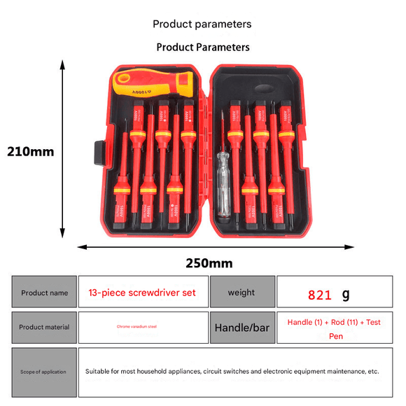 Orange Insulated Screwdriver Set - Multi - Bit Electrician's Tool Kit with Magnetic Tips & Quick - Change Handle(6136) - RnR Galore