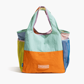 Orange Vibrant Colorblock Foldable Tote Bag Lightweight Reusable Shopping Shoulder Bag - RnR Galore