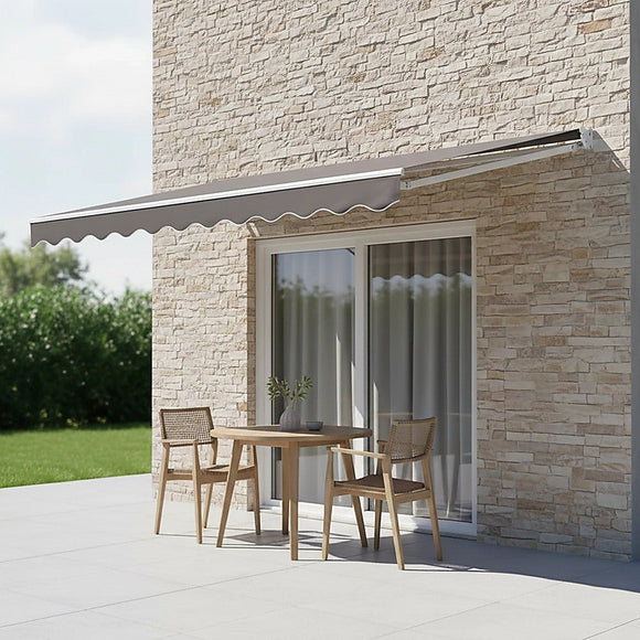 Outdoor Folding Arm Awning Retractable Sunshade Canopy Grey 4.0m x 3.0m - RnR Galore