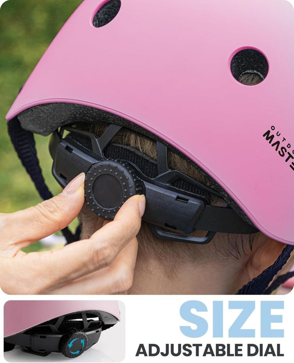 Outdoor Master Youth & Kids Bike Helmet - Adjustable Multi - Sports Skateboard Helmet with Removable Liners for Balance Bike, Toddler Scooter, One Wheel Hoverboard - Blue pink gradient - Small - RnR Galore