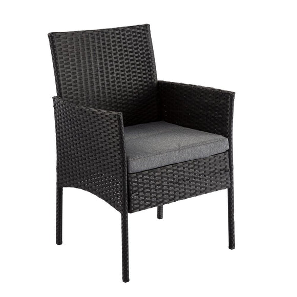 Outdoor Minimalist Black Wicker 6 - Seater Dining Set - RnR Galore