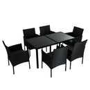 Outdoor Minimalist Black Wicker 6 - Seater Dining Set - RnR Galore