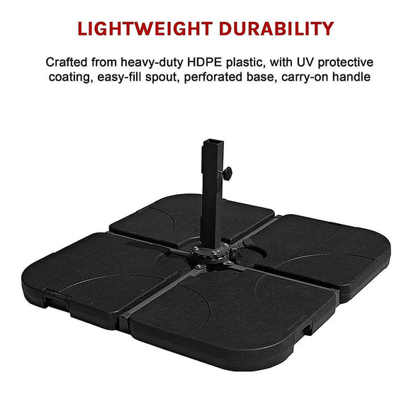 Outdoor Patio 4 - Piece Cantilever Offset 3M Umbrella Base Stand Weight Water Sand - RnR Galore