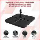 Outdoor Patio 4 - Piece Cantilever Offset 3M Umbrella Base Stand Weight Water Sand - RnR Galore