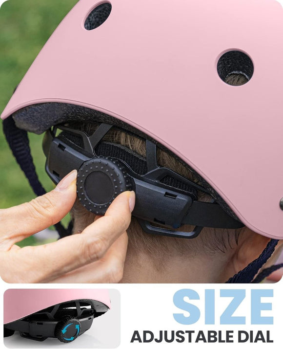 OutdoorMaster Youth & Kids Bike Helmet - Adjustable Multi - Sports Skateboard Helmet with Removable Liners for Balance Bike, Toddler Scooter, One Wheel Hoverboard - Light Pink - Large - RnR Galore
