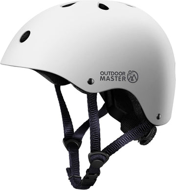 OutdoorMaster Youth & Kids Bike Helmet - Adjustable Multi - Sports Skateboard Helmet with Removable Liners for Balance Bike, Toddler Scooter, One Wheel Hoverboard - White - Small - RnR Galore
