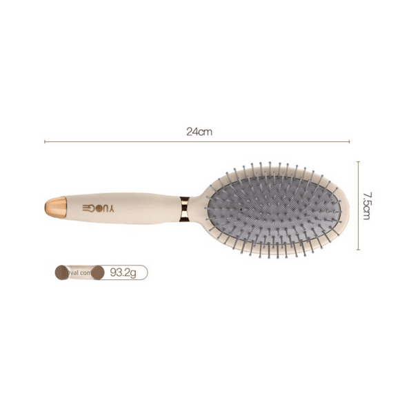 Oval comb Soft Touch Air Cushion Hair Brush with Built - in Cleaning Claw Detangling Massage Comb for Wet and Dry Hair Gentle Scalp Care - RnR Galore