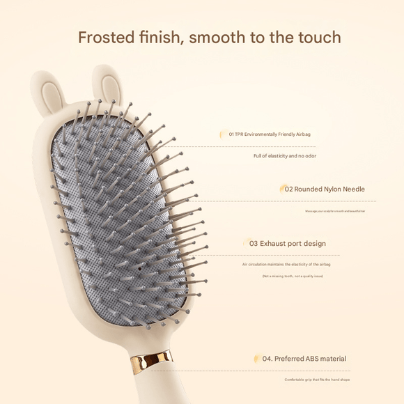 Oval comb Soft Touch Air Cushion Hair Brush with Built - in Cleaning Claw Detangling Massage Comb for Wet and Dry Hair Gentle Scalp Care - RnR Galore