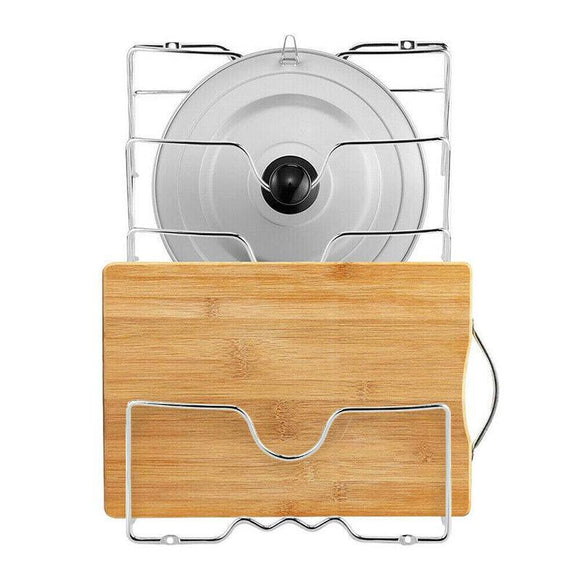 Pan Lid Holder Storage Rack Wall Mount Pot Cover Organizer Kitchen Accessories - RnR Galore