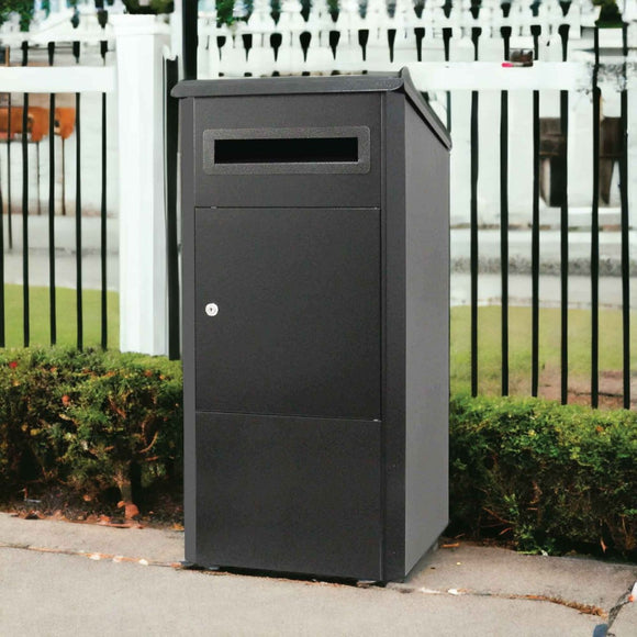 Parcel Delivery Drop Box Mailbox - Secure Home Package Locker 38x38x90cm Black - RnR Galore