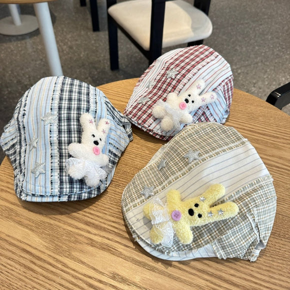 Patchwork Plaid Cotton Cap with Decorative Details(yellow) - RnR Galore