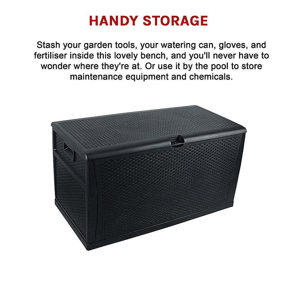 Patio Deck Box Outdoor Storage Plastic Bench Box 450 Litre - RnR Galore