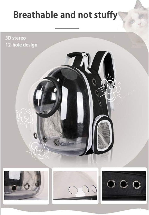 pet products Pet Space Capsule Backpack, Small Medium Cat Puppy Dog Carrier, Transparent Breathable Heat Proof, Pet Carrier for Travel Hiking Walking Camping, Grey - RnR Galore