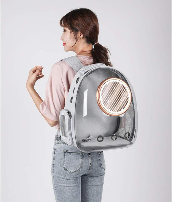 pet products Pet Space Capsule Backpack, Small Medium Cat Puppy Dog Carrier, Transparent Breathable Heat Proof, Pet Carrier for Travel Hiking Walking Camping, Grey - RnR Galore