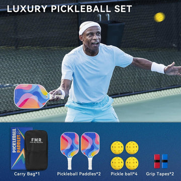 Pickleball Paddle Set with 4 Balls – Fiberglass Surface, Lightweight Grip | Indoor & Outdoor Play - RnR Galore